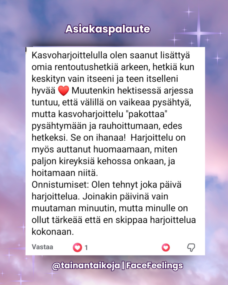 Asiakaspalaute 21 Day Challenge FaceFeelings